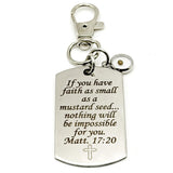 Mustard Seed Scripture Dog Tag Clip On Charm