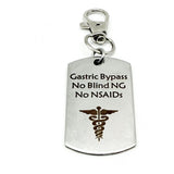 Gastric Bypass Medical Alert Clip On Charm