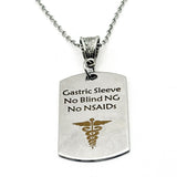 Gastric Sleeve Medical Alert Dog Tag Necklace