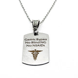 Gastric Bypass Medical Alert Dog Tag Necklace