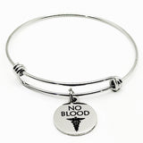 No Blood Medical Alert Charm Bracelet