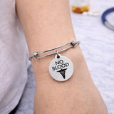 No Blood Medical Alert Charm Bracelet