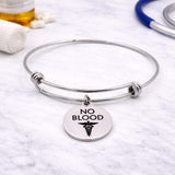 No Blood Medical Alert Charm Bracelet