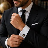 Floating Mustard Seed Black Cuff Links