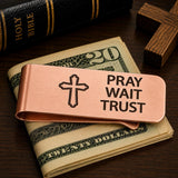 Rose-Goldtone Pray Wait Trust Christian Money Clip