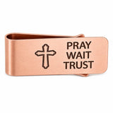 Rose-Goldtone Pray Wait Trust Christian Money Clip