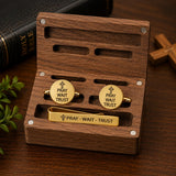 Pray Wait Trust Goldtone Tie Clip and Cuff Links