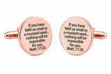 Mustard Seed Scripture Rose Goldtone Cuff Links