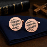 Mustard Seed Scripture Rose Goldtone Cuff Links