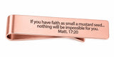 Mustard Seed Rose Goldtone Scripture Tie Clip