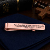 Mustard Seed Rose Goldtone Scripture Tie Clip