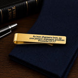 Iron Sharpens Iron Goldtone Tie Clip Faith Gift