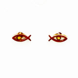 Petite Mustard Seed Rose Goldtone Fish Earrings