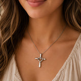 Mustard Seed Heart Cross Necklace