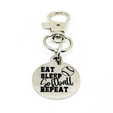 Eat Sleep Softball Repeat Clip On Charm