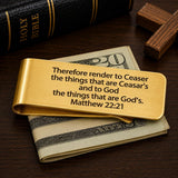 Matthew 22 21 Goldtone Stainless Money Clip