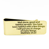Matthew 25 23 Faithful Servant Goldtone Money Clip