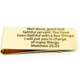 Matthew 25 23 Faithful Servant Goldtone Money Clip