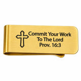 Commit Your Work To The Lord Goldtone Money Clip