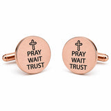 Pray Wait Trust Rose Goldtone Cuff Links