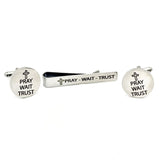 Pray Wait Trust Tie Clip and 20mm Cuff Link Set