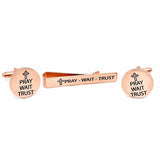 Pray Wait Trust Rose Gold Tie Clip and Cuff Links