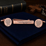 Mustard Seed Rose Goldtone Tie Clip Cuff Link Set