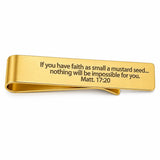 Mustard Seed Faith Goldtone Tie Clip Cuff Link Set
