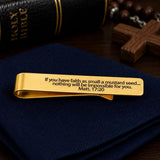 Mustard Seed Faith Goldtone Scripture Tie Clip