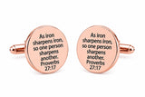 Iron Sharpens Iron Rose Goldtone 20mm Cuff Links