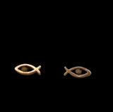 Petite Mustard Seed Rose Goldtone Fish Earrings