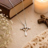 Mustard Seed Heart Cross Necklace