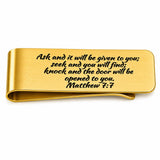 Ask Seek Knock Matthew 7 7 Goldtone Money Clip