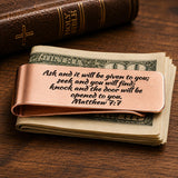 Ask Seek Knock Matthew 7 7 Rose Goldtone Money Clip