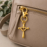 Mustard Seed Heart Goldtone Cross Clip On Charm