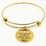 Psalm 91 11 Angels Protect You Goldtone Bracelet