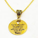 His Angels Protect You Goldtone Necklace