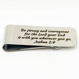 Be Strong And Courageous Stainless Money Clip
