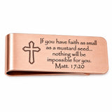 Mustard Seed Faith Rose Goldtone Money Clip