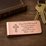 Mustard Seed Faith Rose Goldtone Money Clip