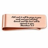 Ask Seek Knock Matthew 7 7 Rose Goldtone Money Clip