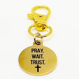 Pray Wait Trust Goldtone Clip On Charm