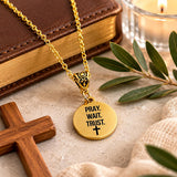 Pray Wait Trust Goldtone Necklace