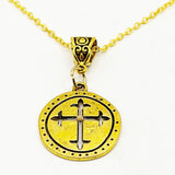 Round Mustard Seed Cross Goldtone Necklace