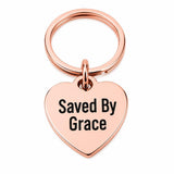 Saved By Grace Rose-Goldtone Keychain