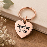 Saved By Grace Rose-Goldtone Keychain