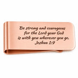 Be Strong And Courageous Rose Goldtone Money Clip