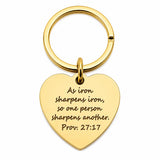 Iron Sharpens Iron Goldtone Heart Keychain