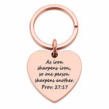 Iron Sharpens Iron Rose Goldtone Heart Keychain
