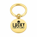 Lucky Charm Engraved Goldtone Keychain